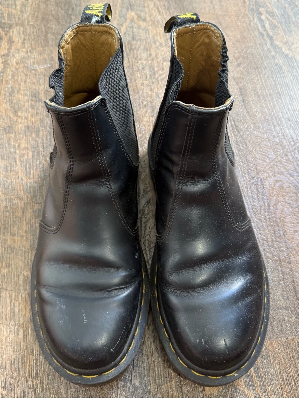 Dr. Martens Black Leather Chukka Boots with Yellow Stitching